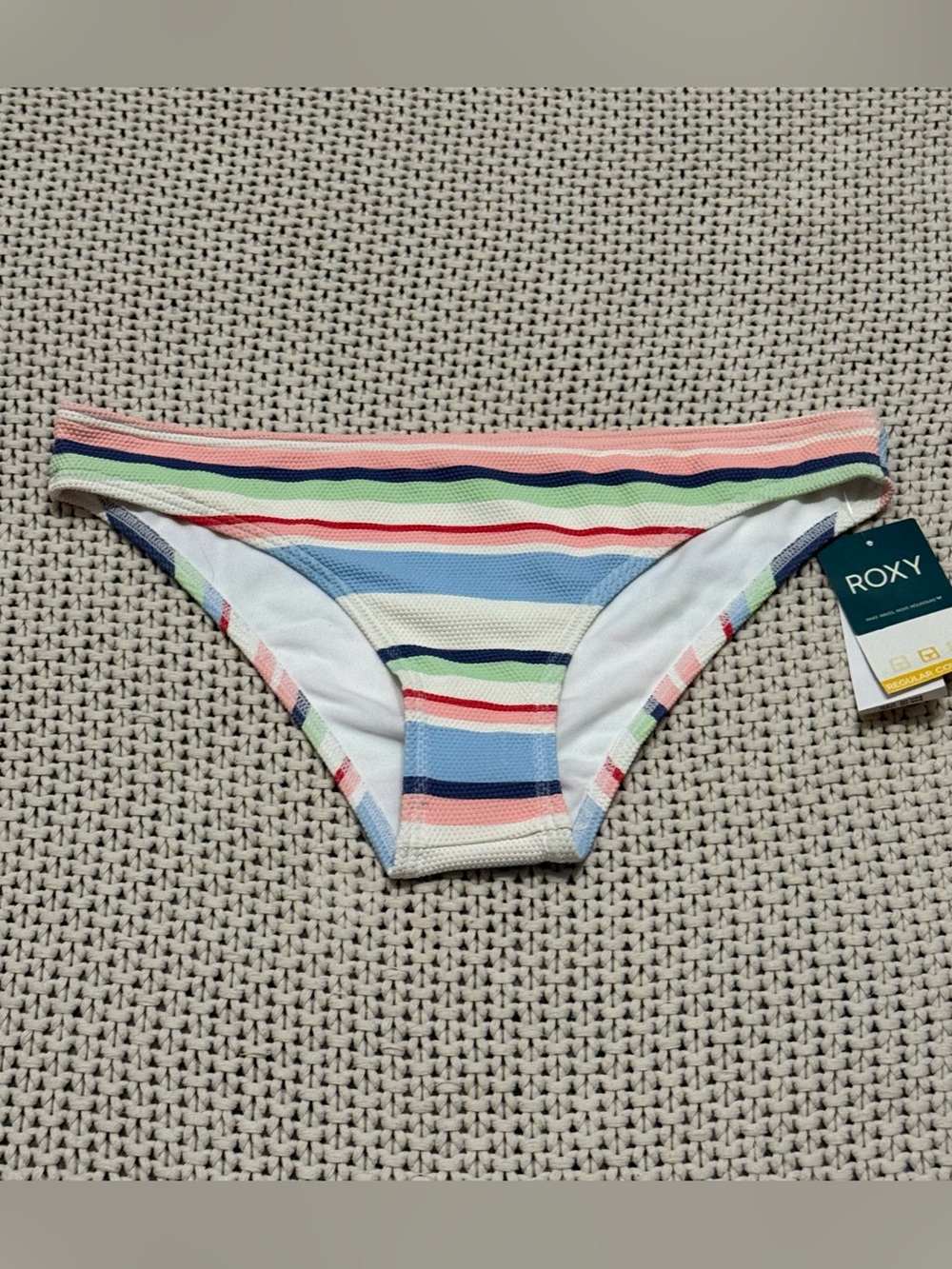 NWT Roxy Line Up Striped Bikini Bottoms - Size Large